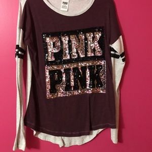 Long sleeve sequence PINK shirt